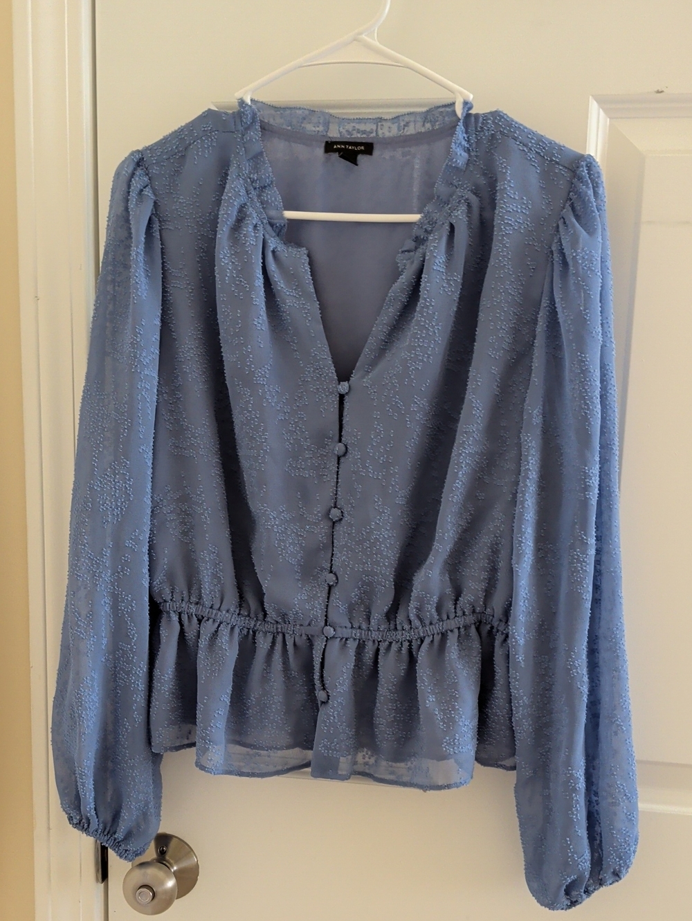 Ann Taylor Petite Clip Chiffon Ruffle Blouse